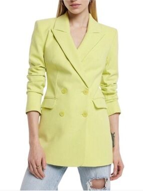 NWT Express Chartreuse (Yellow-Green) Double-Breasted Yellow Blazer - Sz 4